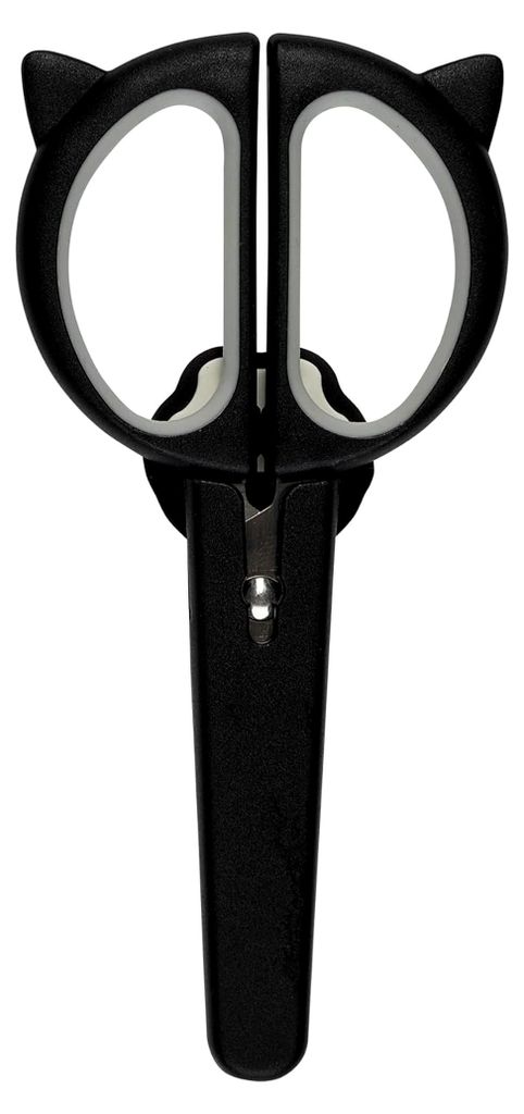 Kinderschere 13 cm Katze Mietze schwarz – Bastelschere mit Softgriff und runder Spitze