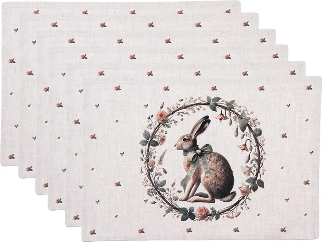 Offerta Set 6 Tovagliette Clayre & Eef Cotone Beige 48x35 cm - 1