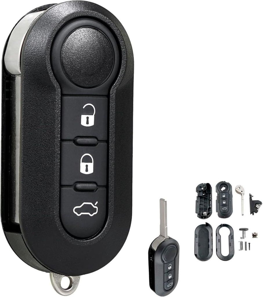 Auto-Schlüsselgehäuse Techstar, Taschenmesser-Design mit 3 Tasten und Klinge, kompatibel mit Opel Combo D, Fiat 500, Panda, Punto, Bravo, Ducato,...
