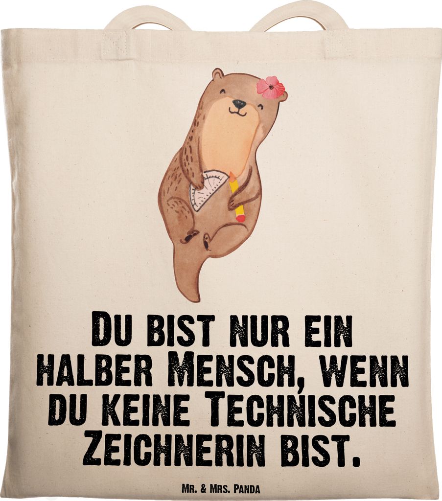 Mr. & Mrs. Panda festivaltasche Technische Zeichnerin Herz - Transparent - Geschenk, Tote Bag, tragetasche baumwolle, Shopping Tasche, festival, Sc...