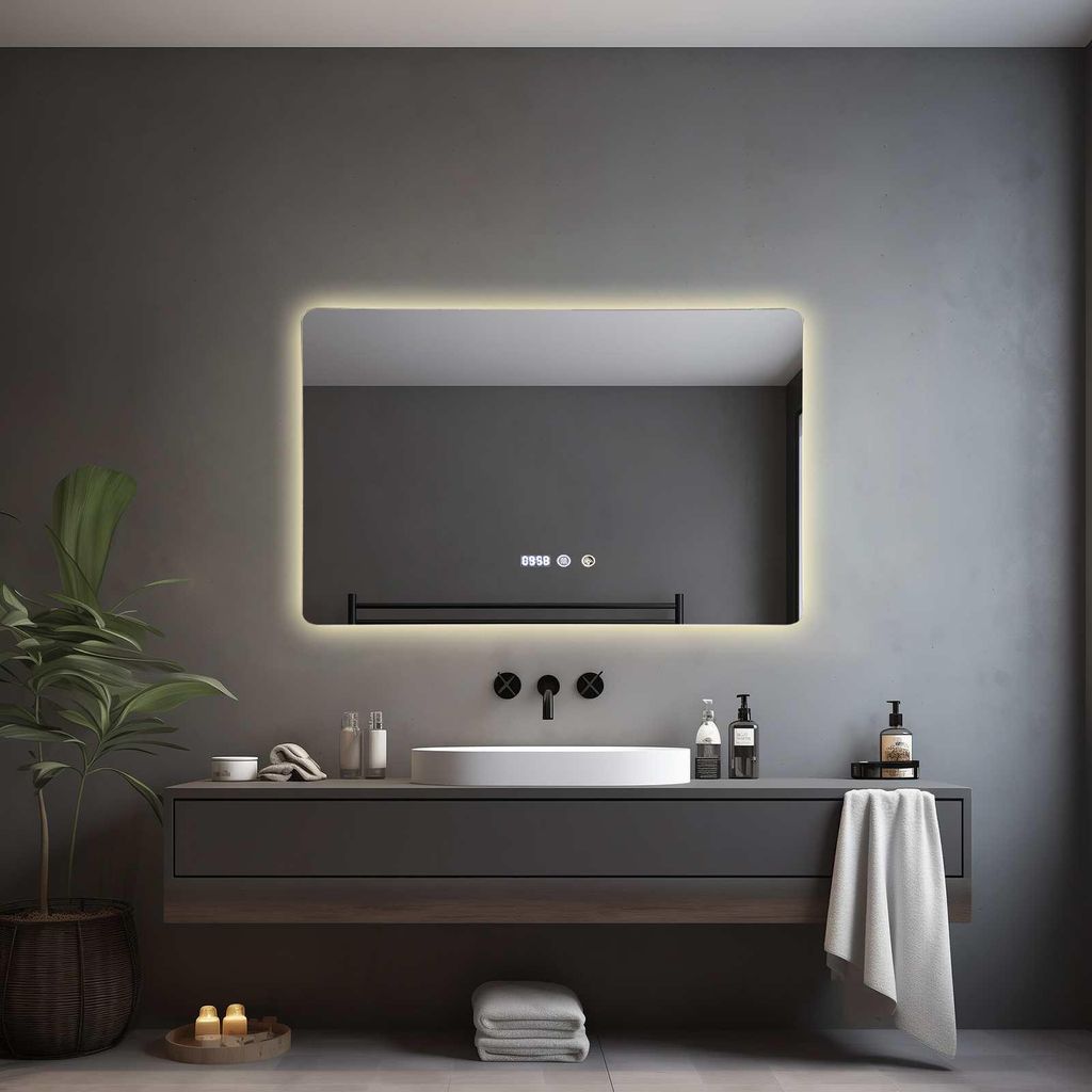 Miroir de salle de bain rectangulaire AIORBER à LED, Image du produit 