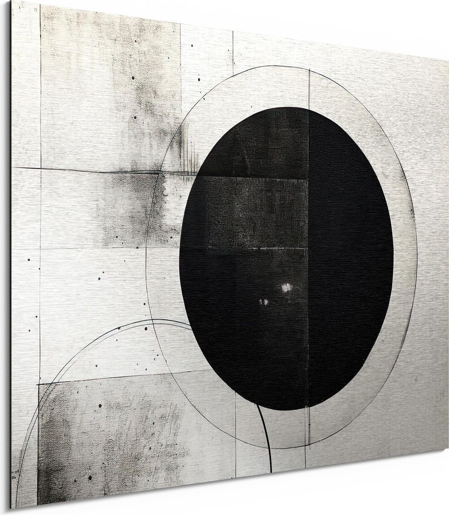 DEQORI Alu-Dibond Bild Silber 40x30 cm 'Sphärische Balance' Wandbild Metall dünn Design