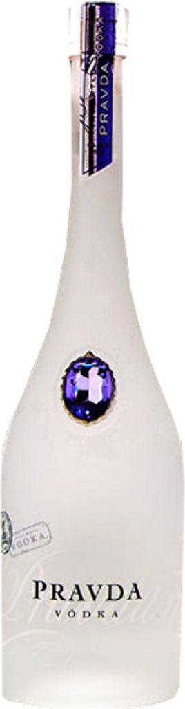 A bottle of Pravda Vodka.