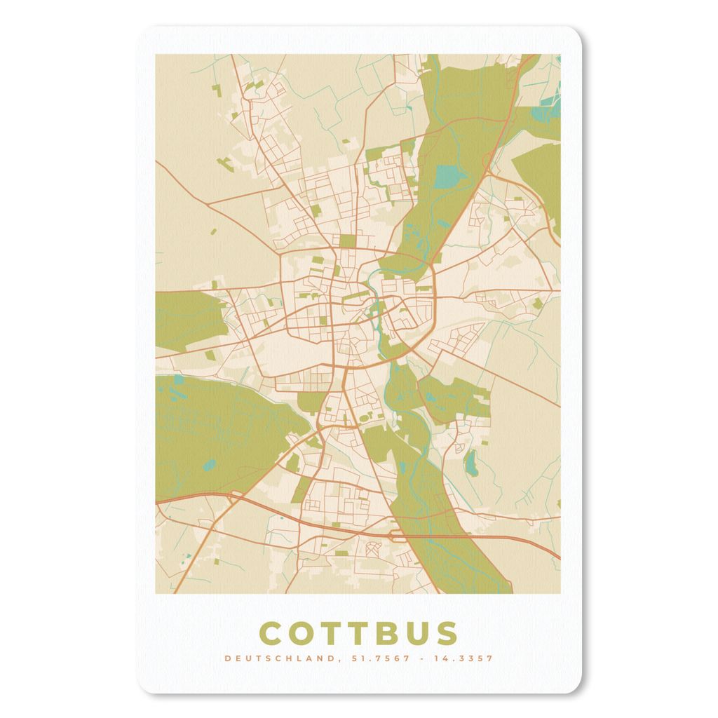 MuchoWow Mauspad Mousepad Karte - Cottbus - Jahrgang - Karte 18x27 cm - Mousepads - Maus Mat - Pad - Mausunterlage