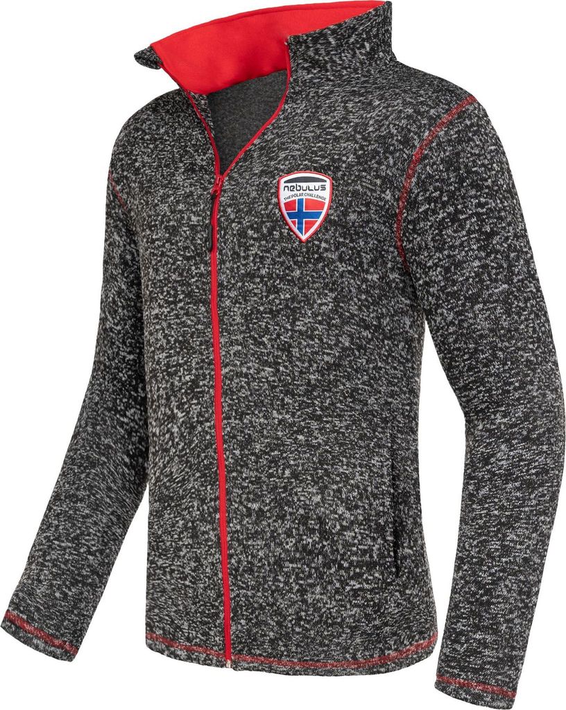 Nebulus Fleecejacke LANAI Herren, warme Fleece Jacke, mit langem Full-Zip Reißverschluss, P5155 - Herren, schwarz-rot, S