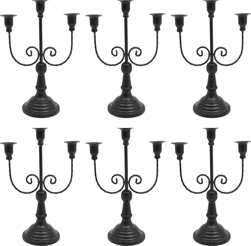 Bougeoir Chandelier Noir Lot de 6 Pièces Style Moderne pour la Maison