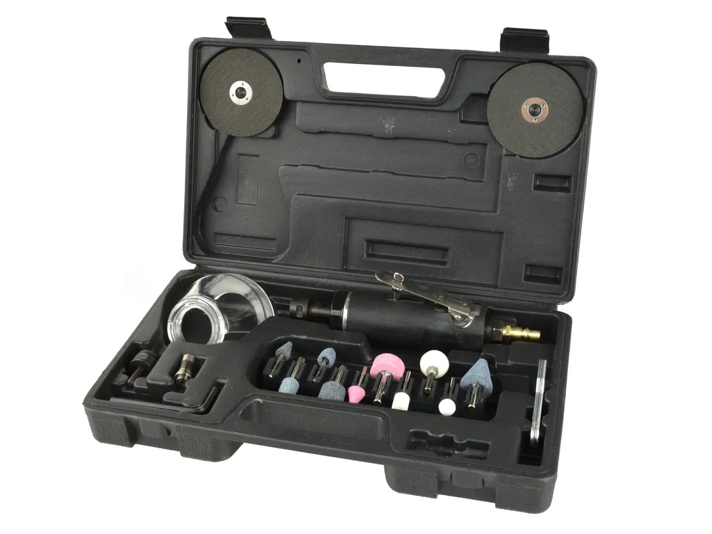 Kit meuleuse droite pneumatique GEKO pour travaux de finition 21 pcs
