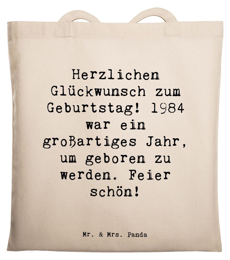 Mr. & Mrs. Panda Schultasche Spruch 1984 Geburtstag - Weiß - Geschenk, Tasche, Alter, Einkaufstasche, Geburtstagskind, Nostalgie, Laptoptasche, B...