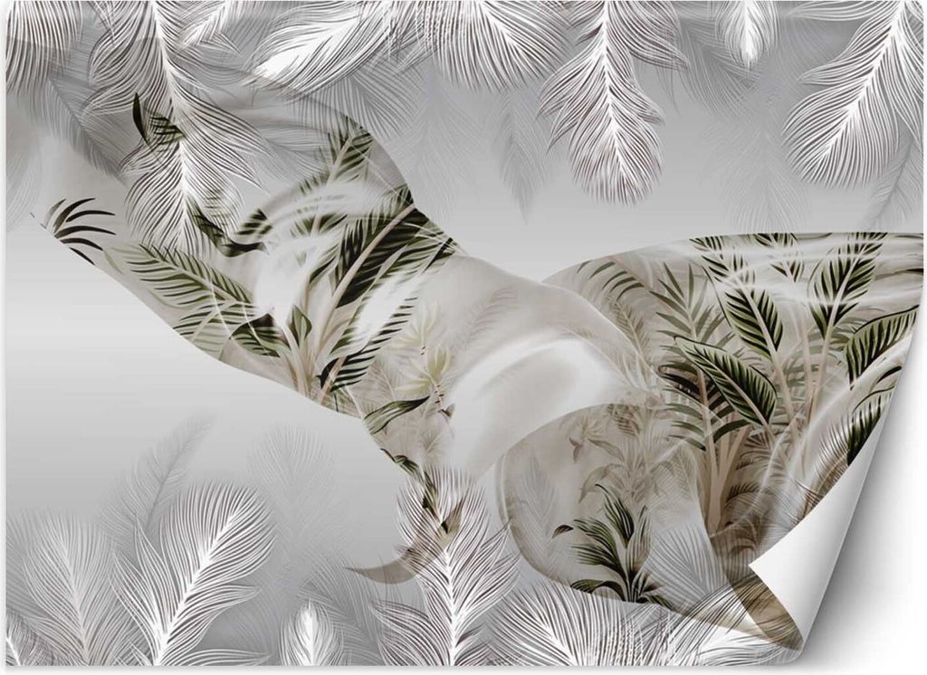 Vlies fototapete Palmenblätter tropische Abstraktion 300x210 cm Feeby Beige inkl. Kleber einfache Montage