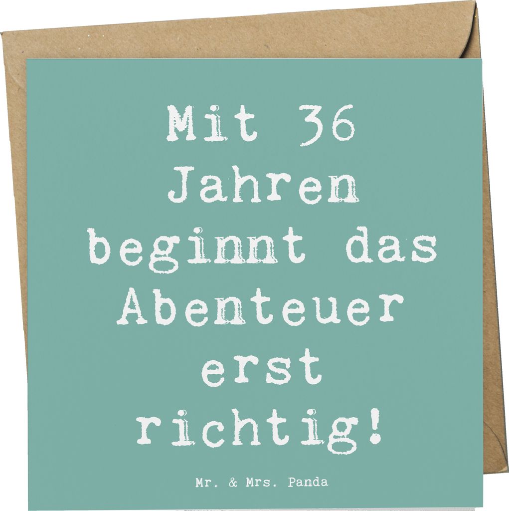 Mr. & Mrs. Panda Grußkarte Spruch 36. Geburtstag Abenteuer - Meeresbrise - Geschenk, faltkarte, anlasskarte, Klappkarte, doppelkarte, zauberhaft, ...