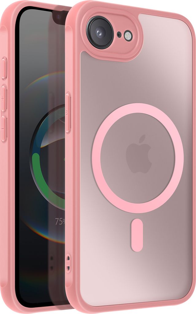 Avizar, MagSafe-Hülle für iPhone 16e mit matter gefrosteter Rückseite und Rand, Hellrosa