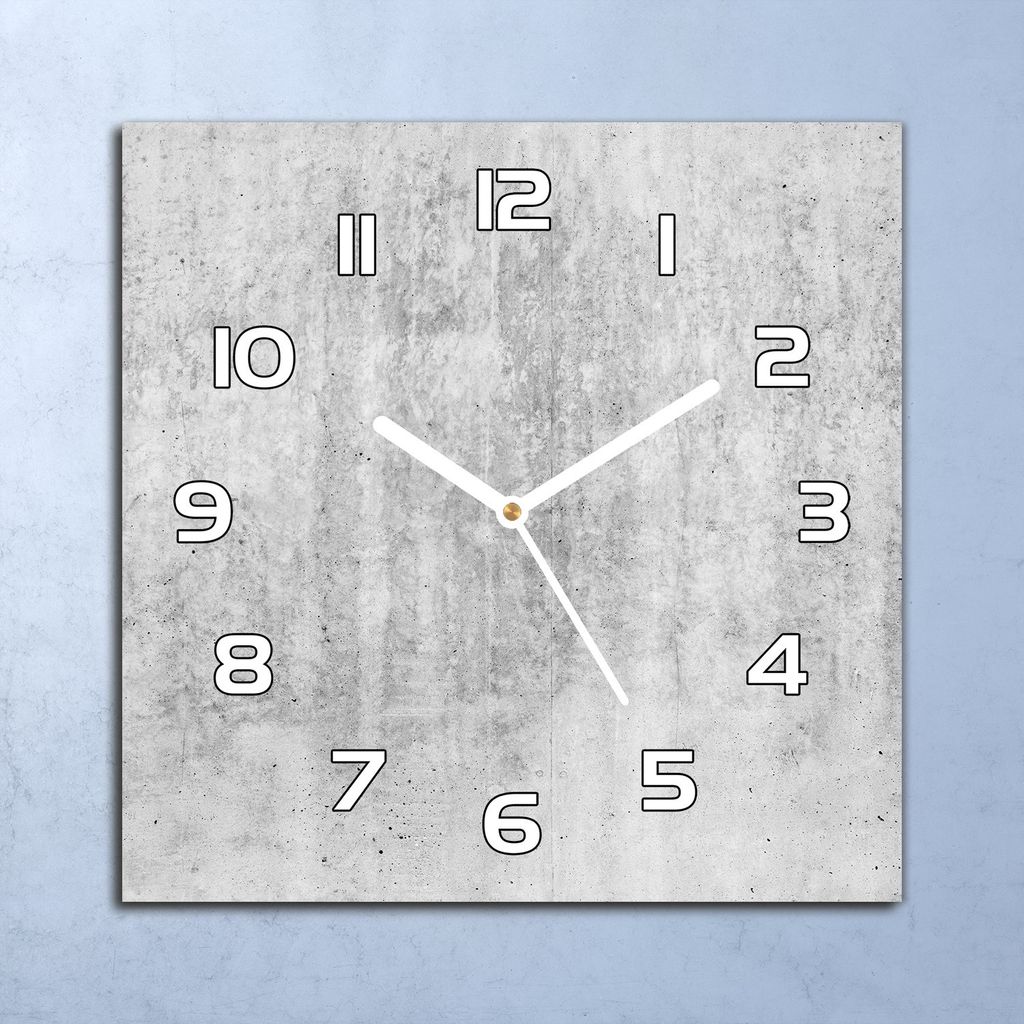Deko Glasuhr Wanduhr 30x30 grau betongrau Quarz Küchenuhr Bürouhr