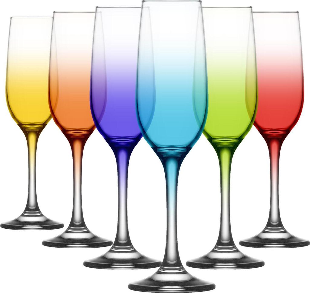 LAV Fame Champagnerflöten aus Glas – 215 ml – Vollfarbe – 6er-Pack