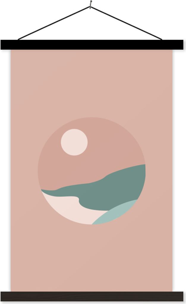 MuchoWow Textilposter Sommer - Sonne - Strand - Rosa 60x90 cm mit schwarzem Rahmen - Poster Wohnzimmer