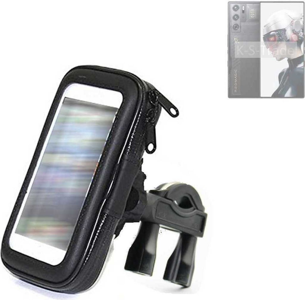 K-S-Trade Fahrrad-Halterung kompatibel mit Nubia Redmagic 9 Pro Handy-Halterung Halter Lenkstange Fahrradhalterung Motorrad Bike Mount Wasserabweisend