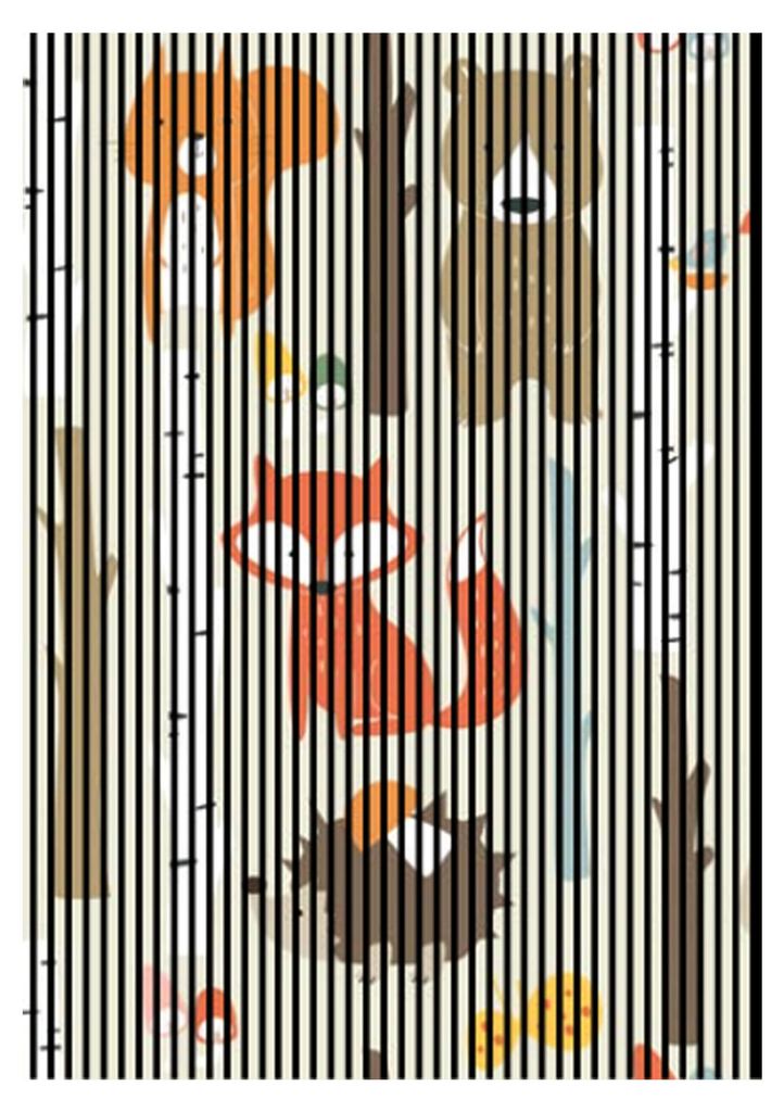Akustikpaneele mit Digitaldruck Foxi01 19 x 1693 x 2400 mm Tiere Wald MDF PET-Fasern Wandpaneele Beige Braun 3 Einzelplatten
