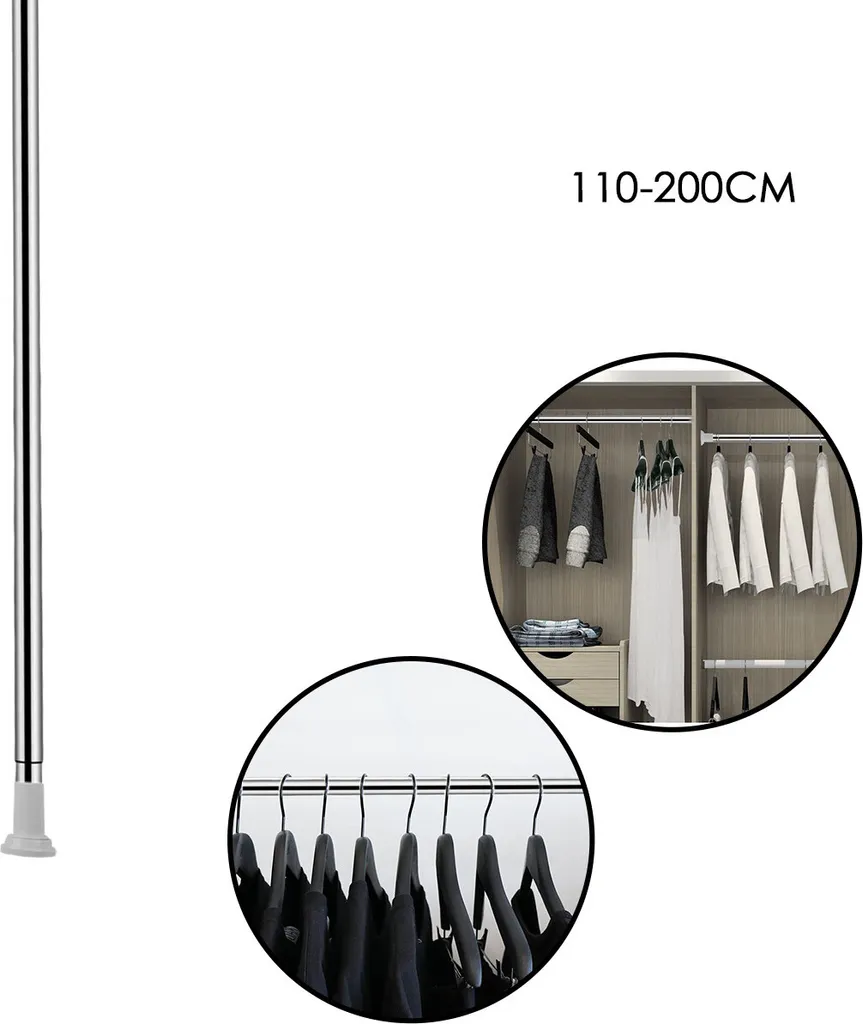 MEISENBERG Bastone Doccia a Pressione 260-310cm, Argento, 32 mm, Asta Telescopica per Tenda per Tende, Bagni e Balcone