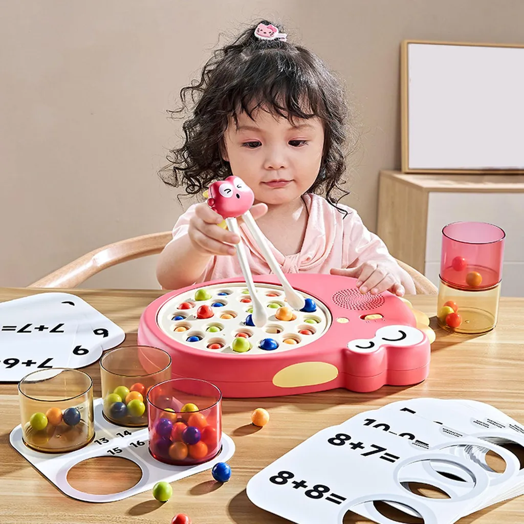 Jeu de Perles Dinosaures et Baguettes d'Apprentissage Rouges pour Enfant
