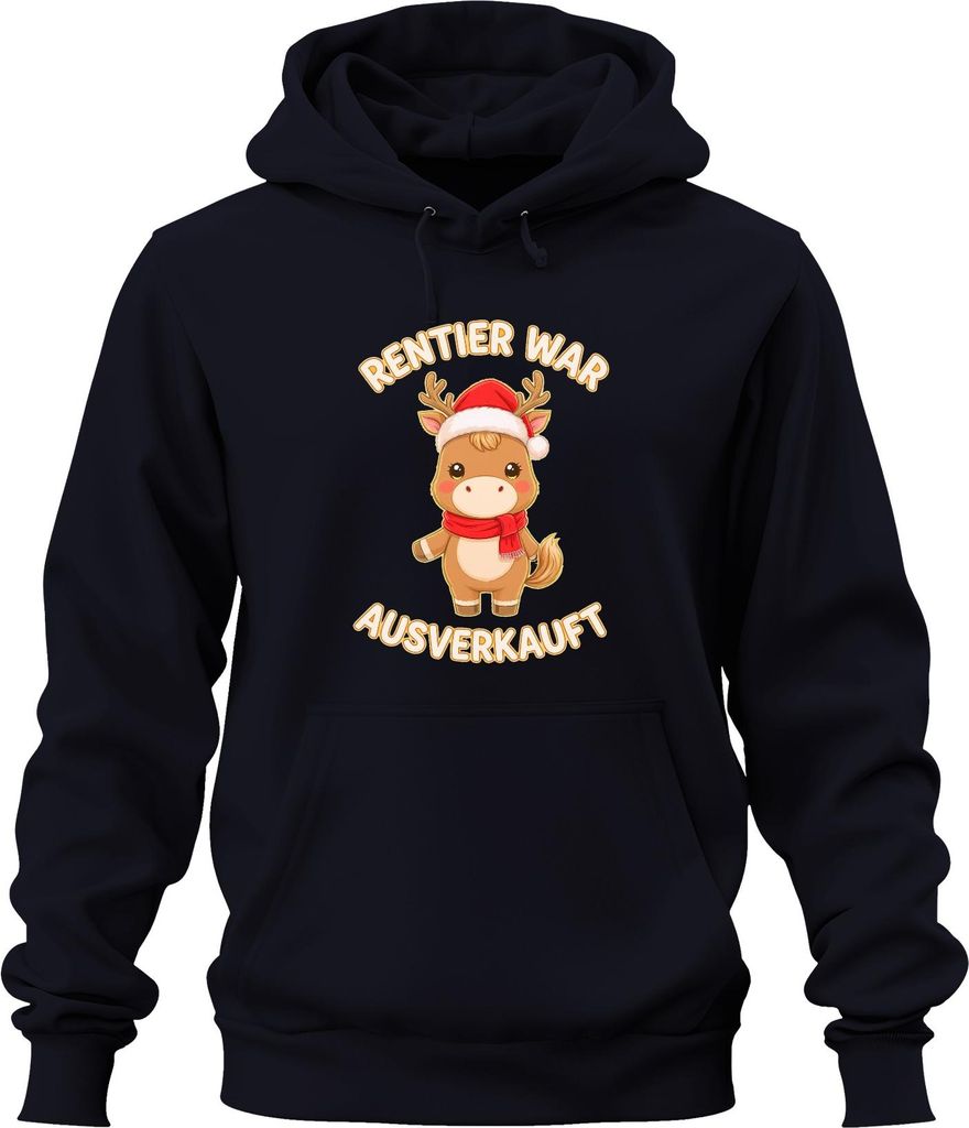 Rentier war t Weihnachten süß Geschenk Kinder lustig Uni Hoodie Kapuzenpullover, Navy, XXL