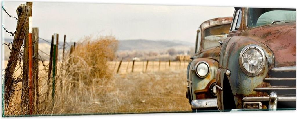 Bilder auf glas - Auto Alt Feld - 90x30cm - Glasbilder - Wandbilder - Bilder - Kunstdruck - zum Aufhängen bereit - Wanddekoration aus Glas - Glas ...