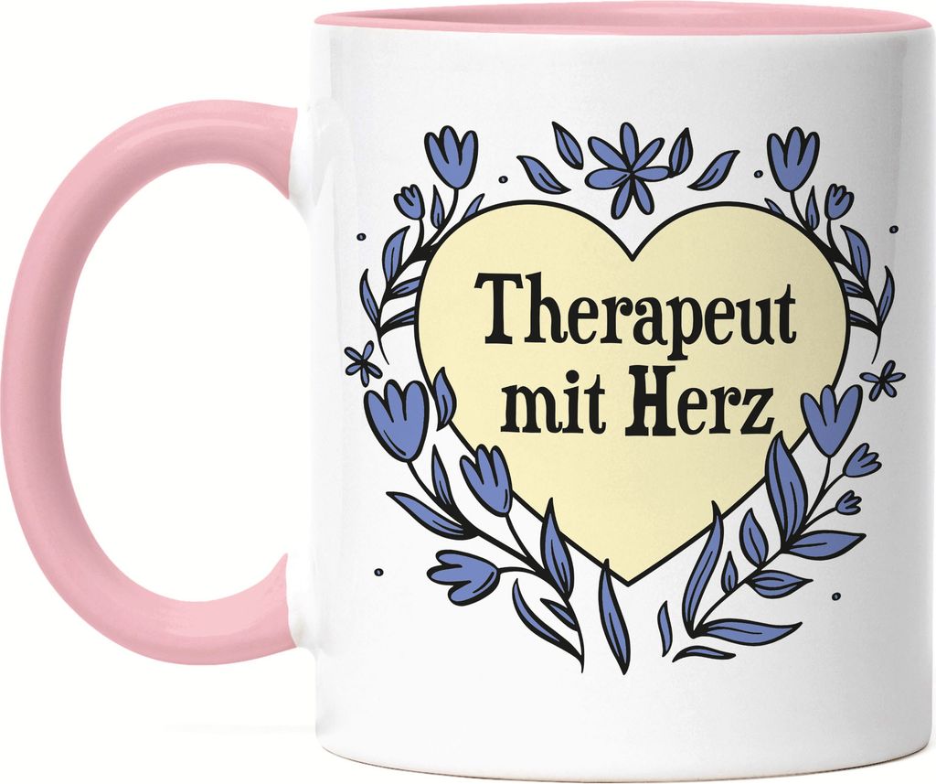 Therapeut mit Herz Tasse Rosa Geschenkidee Zum Danke Sagen Produktbild 