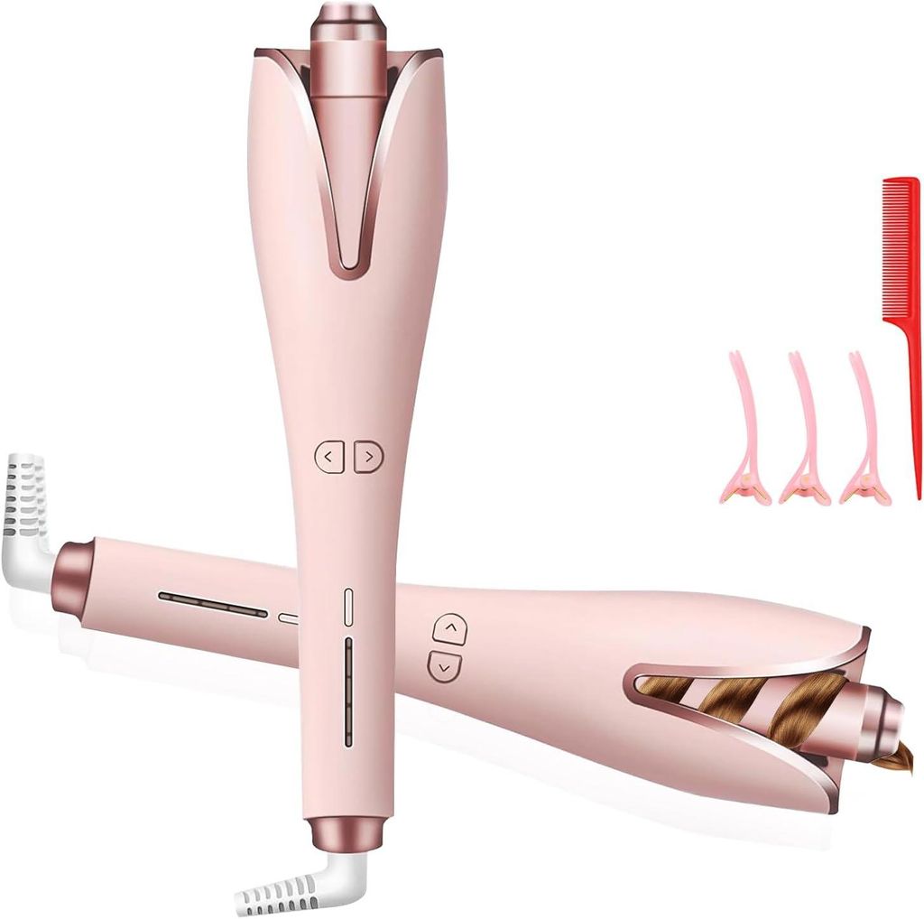 Lockenstab Automatisch, mit 4 Temperatur, Rotierender Lockenwickler aus Keramik für Haarstyling, Tragbarer Lockenwickler für lange und kurze Haare