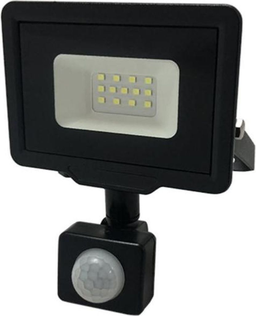 10W IP65 LED-Flutlicht Schwarz mit Bewegungsmelder - Warmweiß 2300K - 3500K