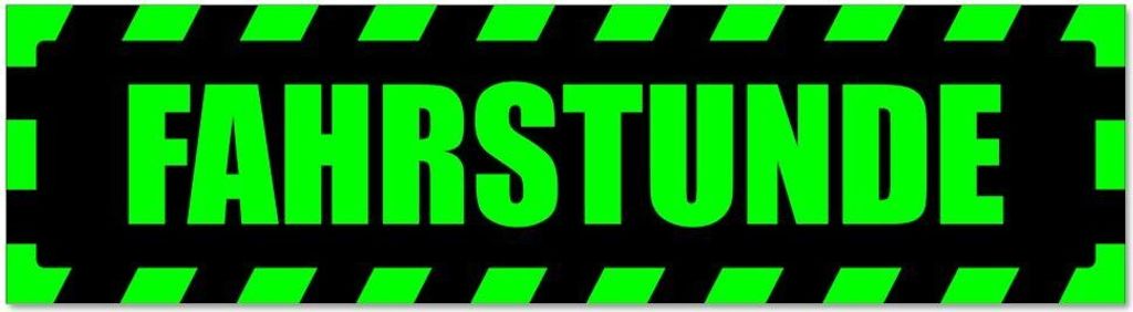 Kiwistar - Autoaufkleber - Grün - Schwarz - 30 x 8 cm - Fahrstunde gestreift - Hinweis Aufkleber Sticker für Auto, Kfz, Fahrrad, PKW, LKW
