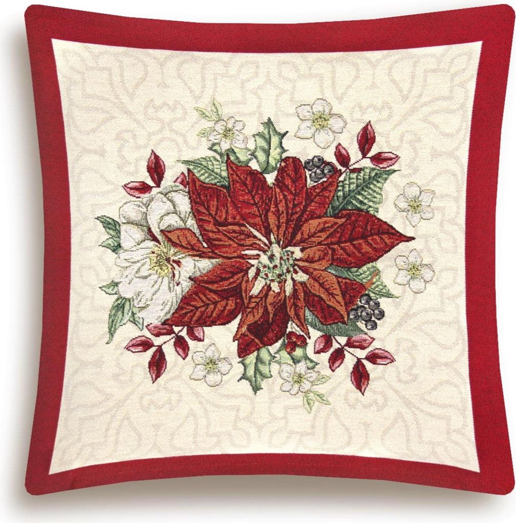 Home of Christmas Wandteppich Weihnachtskissen Weihnachtsstern Rot (Glitzernde) 45x45 cm