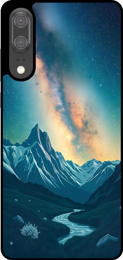 Smartphonica Telefon Fall geeignet für Huawei P20 mit Sternenhimmel Impressum - TPU Backcover Fall mit Raum und Milkyway Design