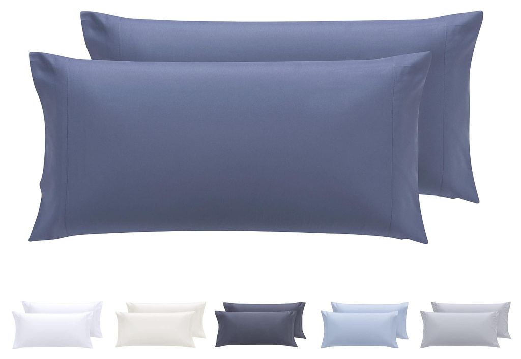 Kissenbezüge, extraweiche Mikrofaser, hypoallergen, 2er-Set Kissenbezüge 75x40 cm grau-blau