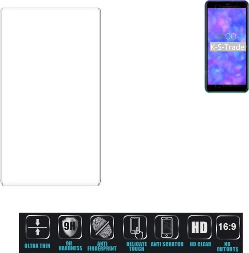 K-S-Trade Displayschutzglas kompatibel mit BQ Mobile BQ-5565L Fest Hartglas Schutzfolie Glasfolie 16:9 Format, bedeckt keine Seitenbereiche