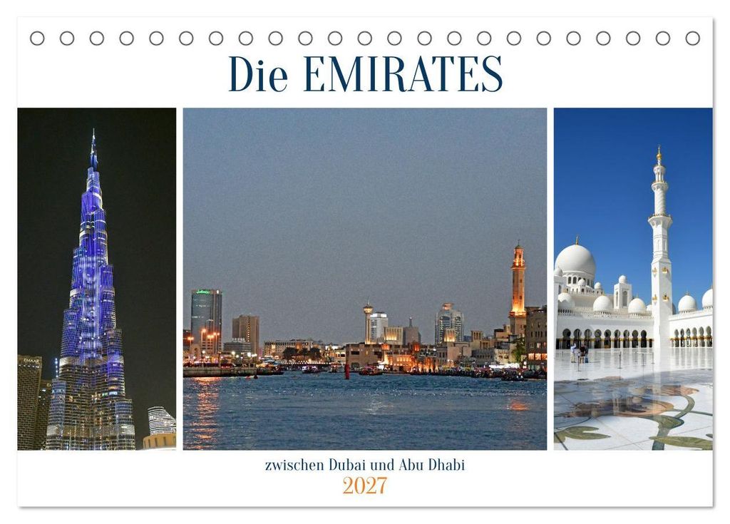 Die EMIRATES zwischen Dubai und Abu Dhabi (Tischkalender 2027 DIN A5 quer), CALVENDO Monatskalender