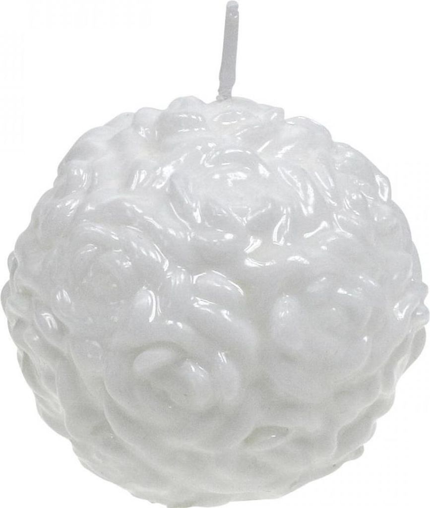 Kugelkerze mit Rosenmotiv für festliche Tischdekoration und Hochzeiten