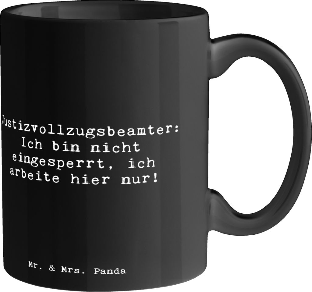 Mr. & Mrs. Panda Kaffeebecher Spruch Justizvollzugsbeamter - Schwarz - Geschenk, Tasse, Beruf, Henkelpott, Trinkbecher, Kaffeetasse, Becher, Ich bi...