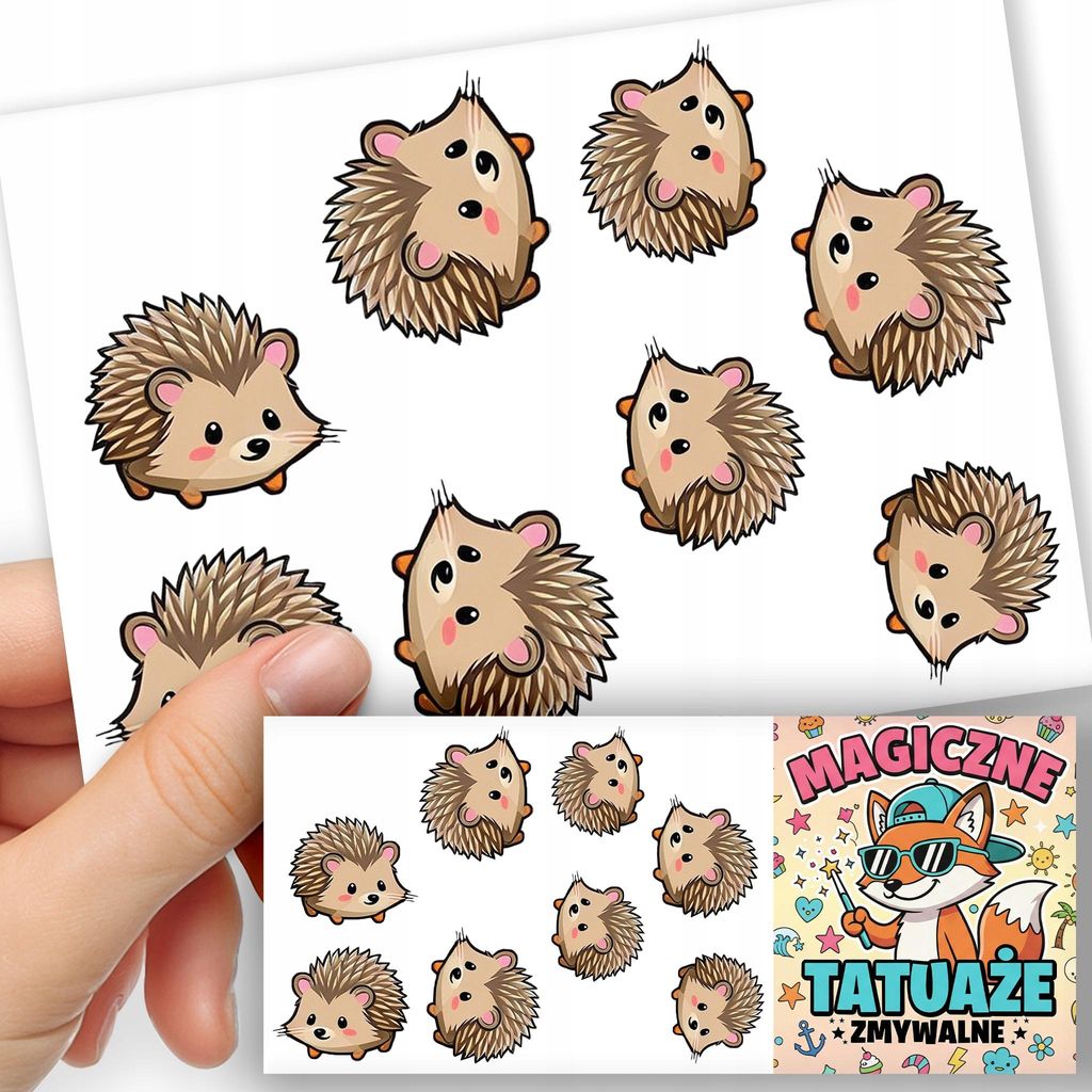TATOUAGES EPHEMERES POUR ENFANTS - Animaux Hérisson Image du produit 