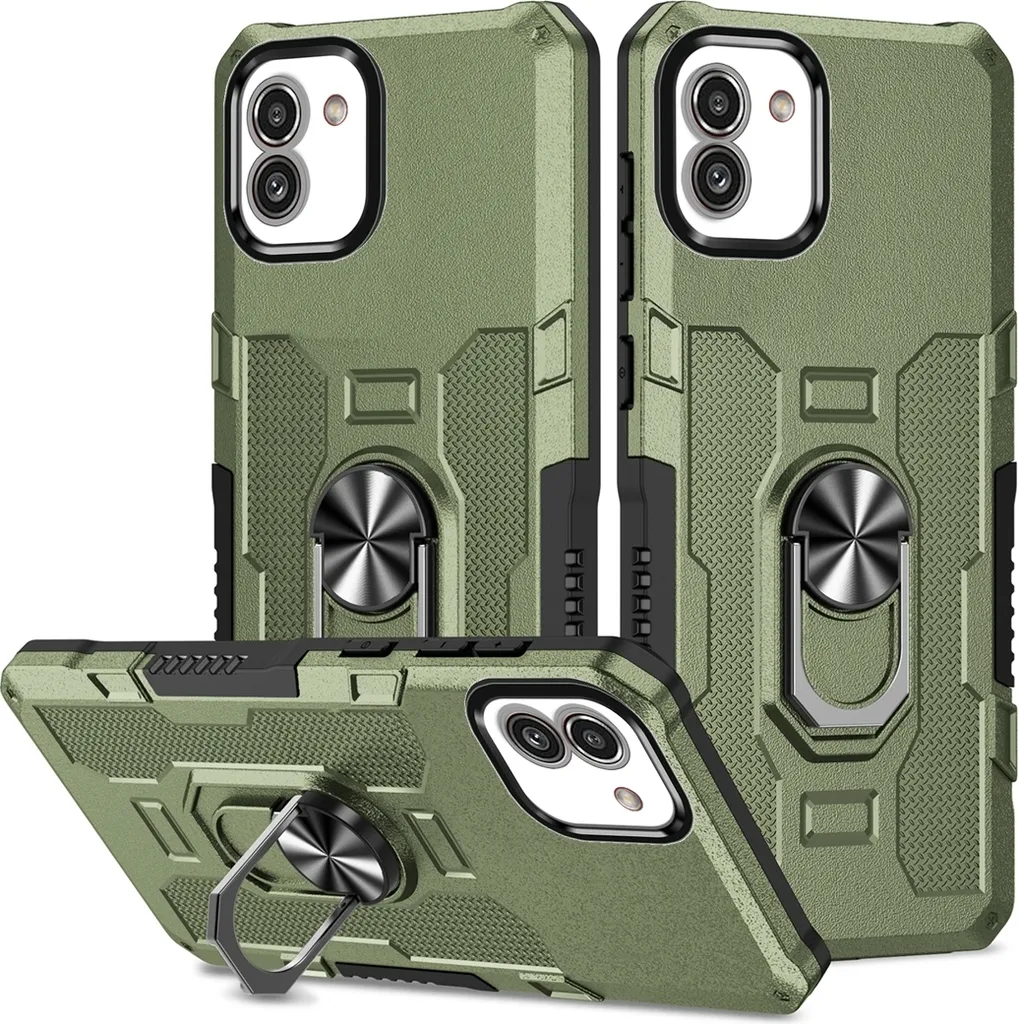 Custodia Galaxy A03 Verde Militare: Protezione Doppio Strato con Anello