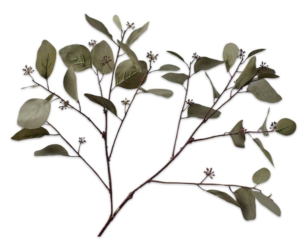 Silk-ka Kunstblume – Eukalyptuszweig aus Seide, grün-grau, Produktbild 