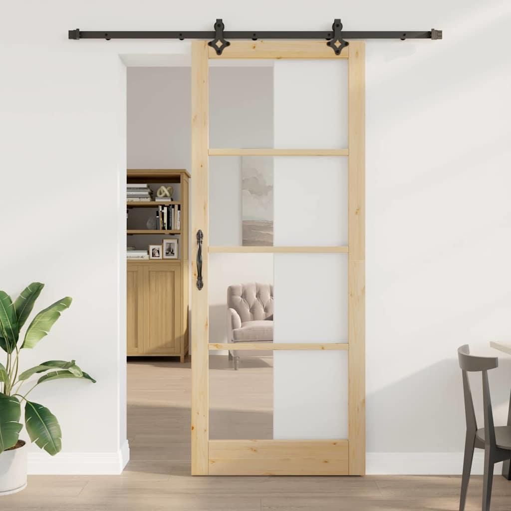 Möbel Schiebetür ORKDAL Braun 93 x 232 cm Holz und Metall - Haustüren 3332207
