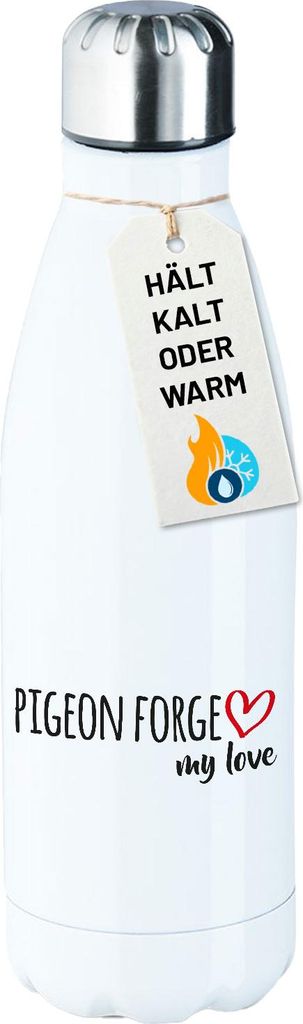 Huuraa Trinkflasche Pigeon Forge my love 500ml White Edelstahl Wasserflasche Trinkflasche Geschenkidee
