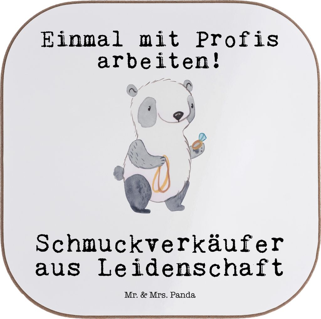 Mr. & Mrs. Panda Untersetzer für Gläser Schmuckverkäufer Leidenschaft - Weiß - Geschenk, Schmied, Coaster, Ausbildung, Eröffnung, Tassenunters...