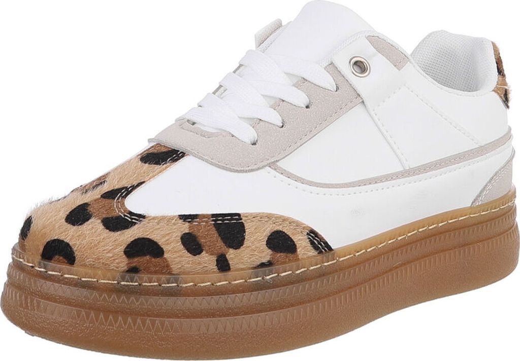 Ital-Design Damen Freizeitschuhe Lederoptik, Synthetikoptik Sneakers Low 88828168 Weiß Gr. 38