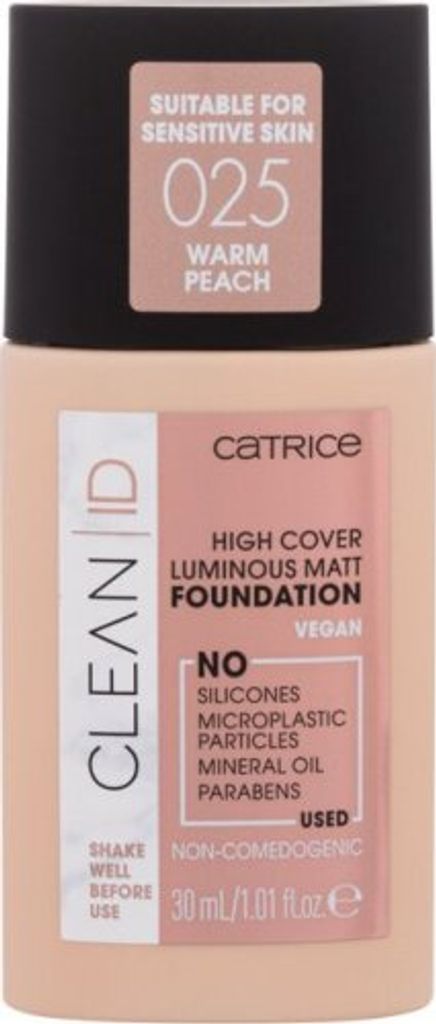 Catrice Clean ID High Cover Luminous Matt Foundation Makeup 30ml - Nr. 025 Warm Peach