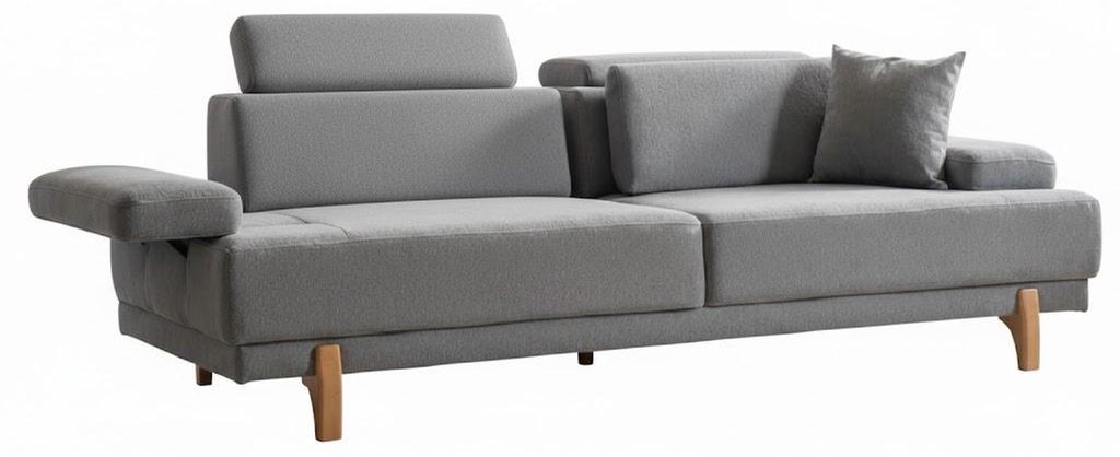 3-Sitzer-Sofa Grau Moderner Stil Verstellbare Rückenlehne Holzbeine