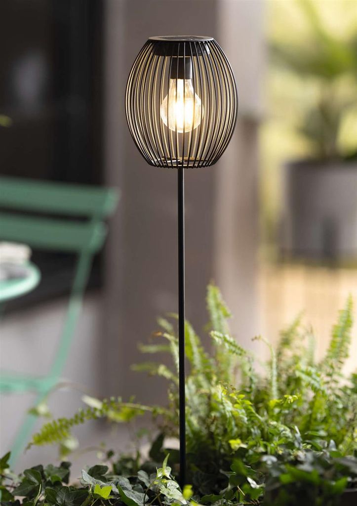 Solar LED Gartenstecker "Atmosfera" aus Metall, schwarz, Gartenlaterne, Outdoor Solarleuchte wetterfest für Draußen