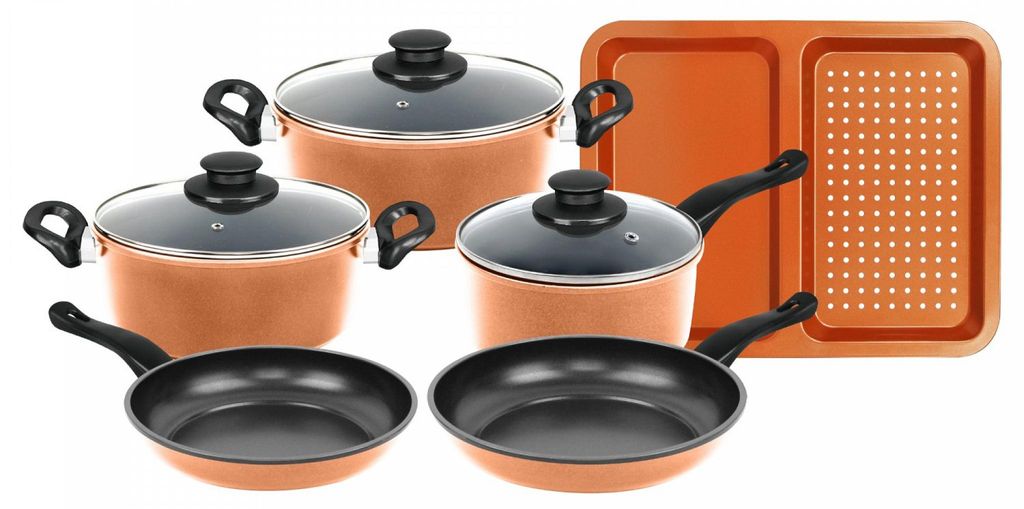 Herzberg HG-04838: 9-teiliges Kochgeschirrset aus Kupfer Produktbild 