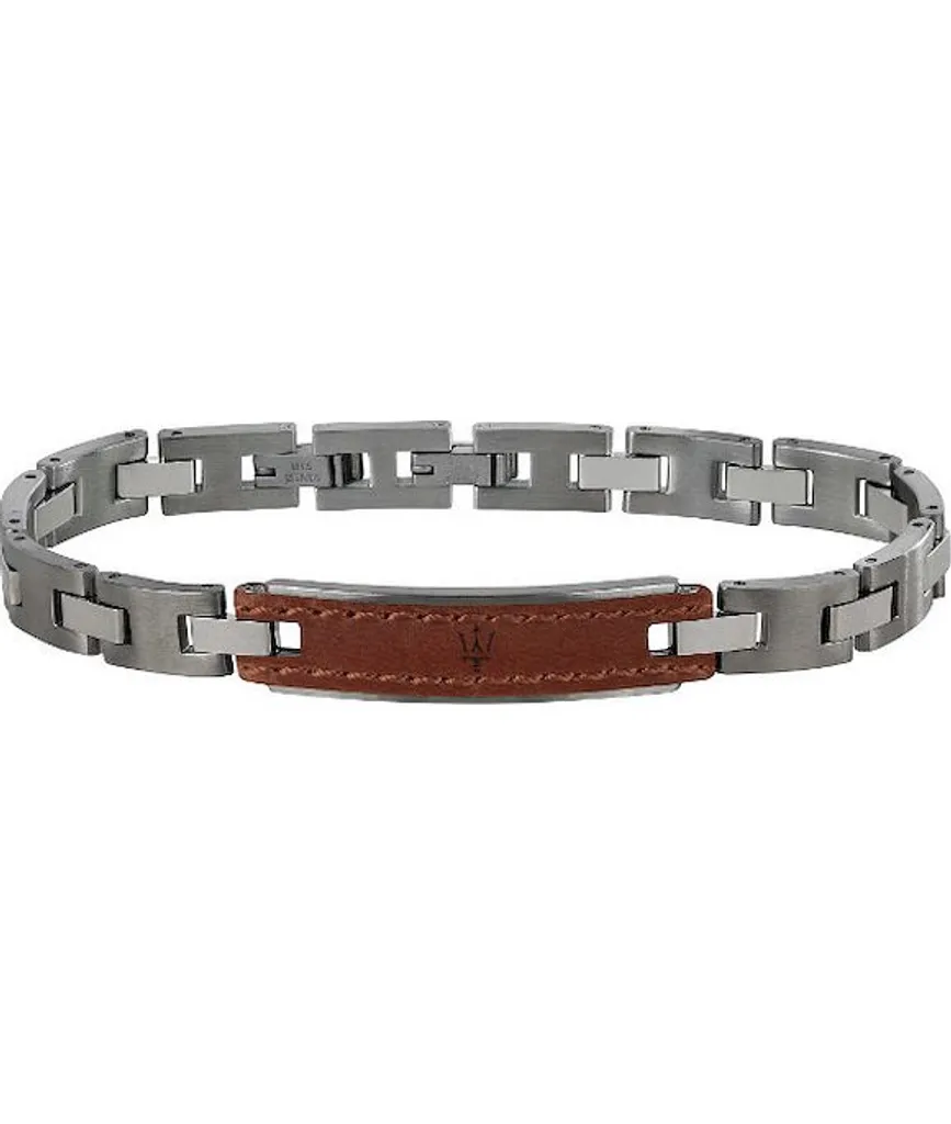 Maserati JM218AMD01 Bracelet Homme Cuir d'Acier Noir et Argent Chic