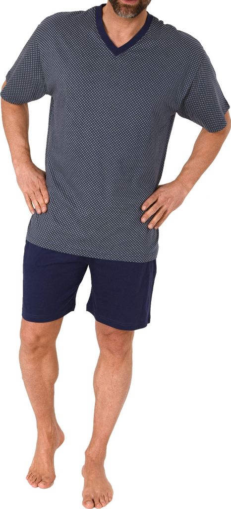 Wunderschöner Normann Herren Kurzarm Schlafanzug Shorty Pyjama in edler Optik ; gelb , 58