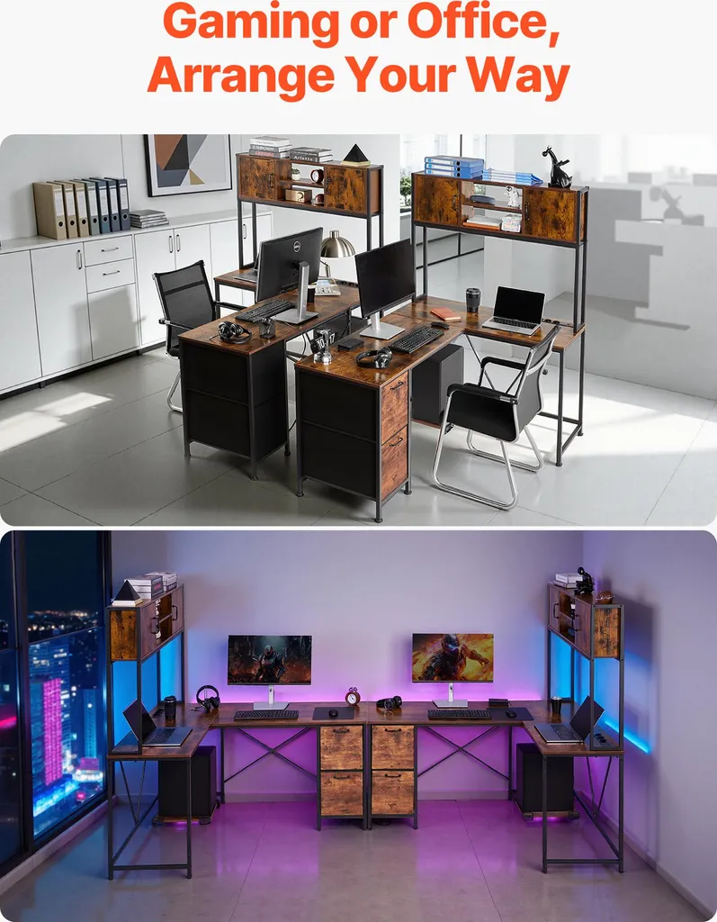 Bureau d'Angle Gaming : Fini les Câbles Emmêlés avec Prises et LED