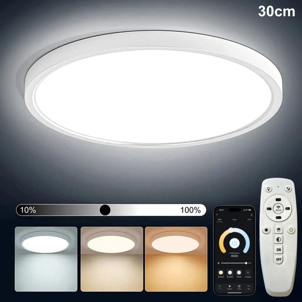LED Deckenleuchte Rund Dimmbar 3 Lichtfarben Fernbedienung Produktbild 
